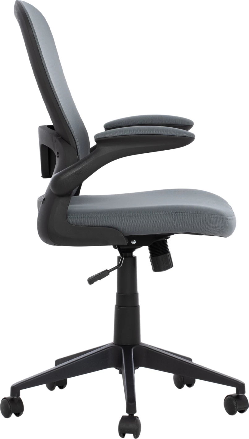 Karrige zyre FH1, kornizë e zezë, pëlhurë rrjetë gri, 60x56x105