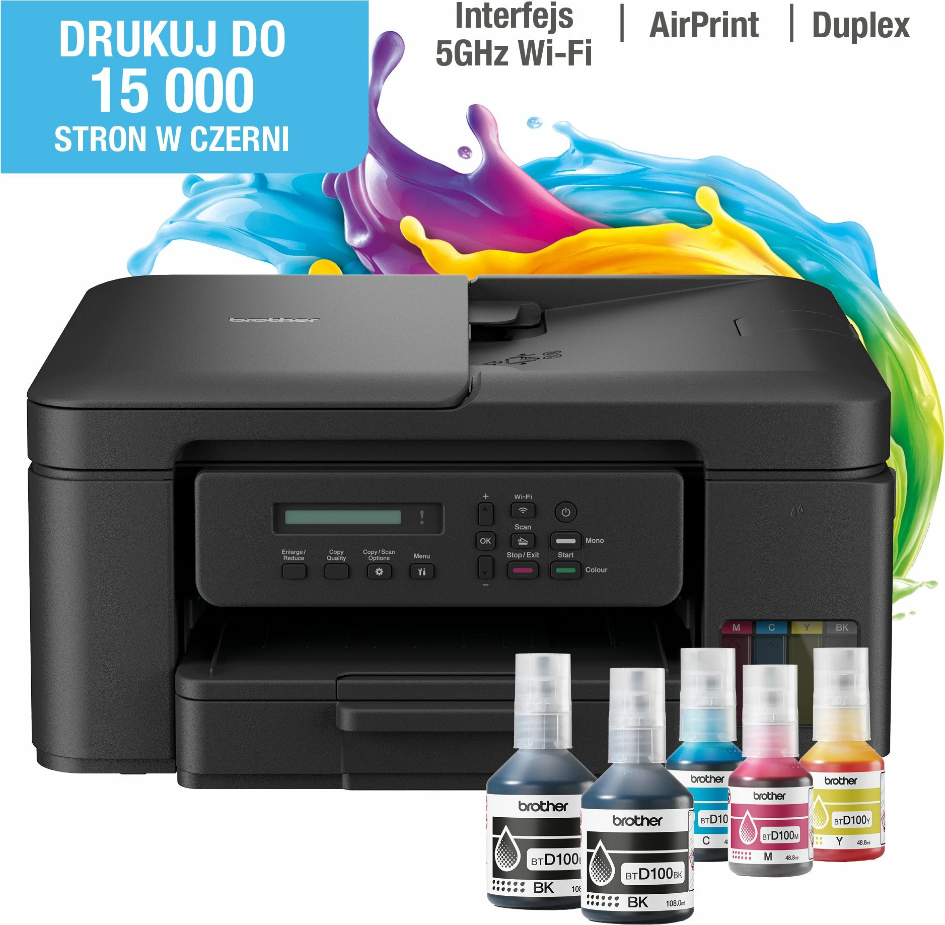 Pajisje multifunksionale Brother DCP-T730DW InkBenefit A4 Wi‑Fi duplex, e zezë, me shishe boje