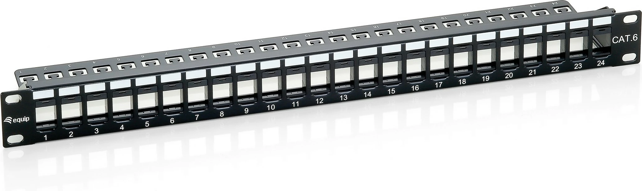 Patch panel Equip 24-portë Cat6, 1U, i zi, rack mounting