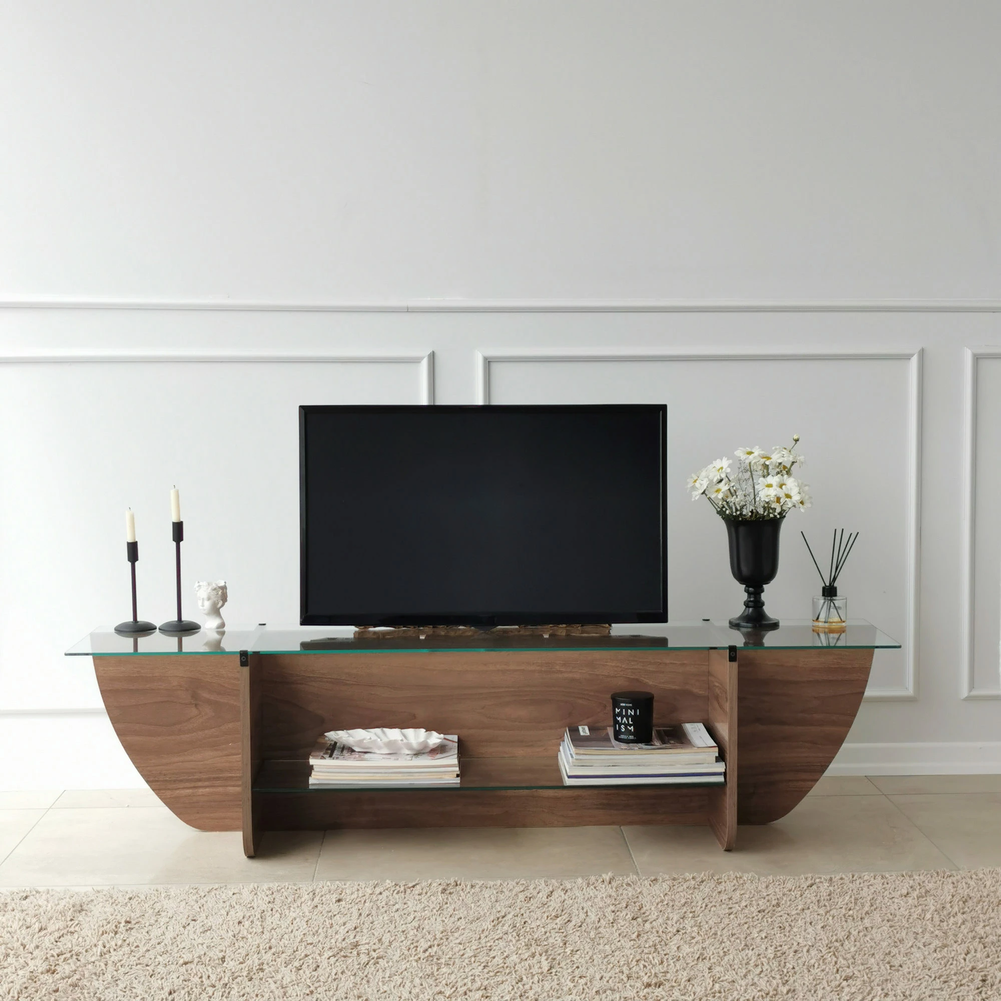 Komodë TV Hanah Home, model Lily, ngjyrë arre