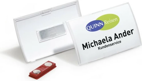 Badge Durable Click Fold, 75x40mm, 10 copë, transparent