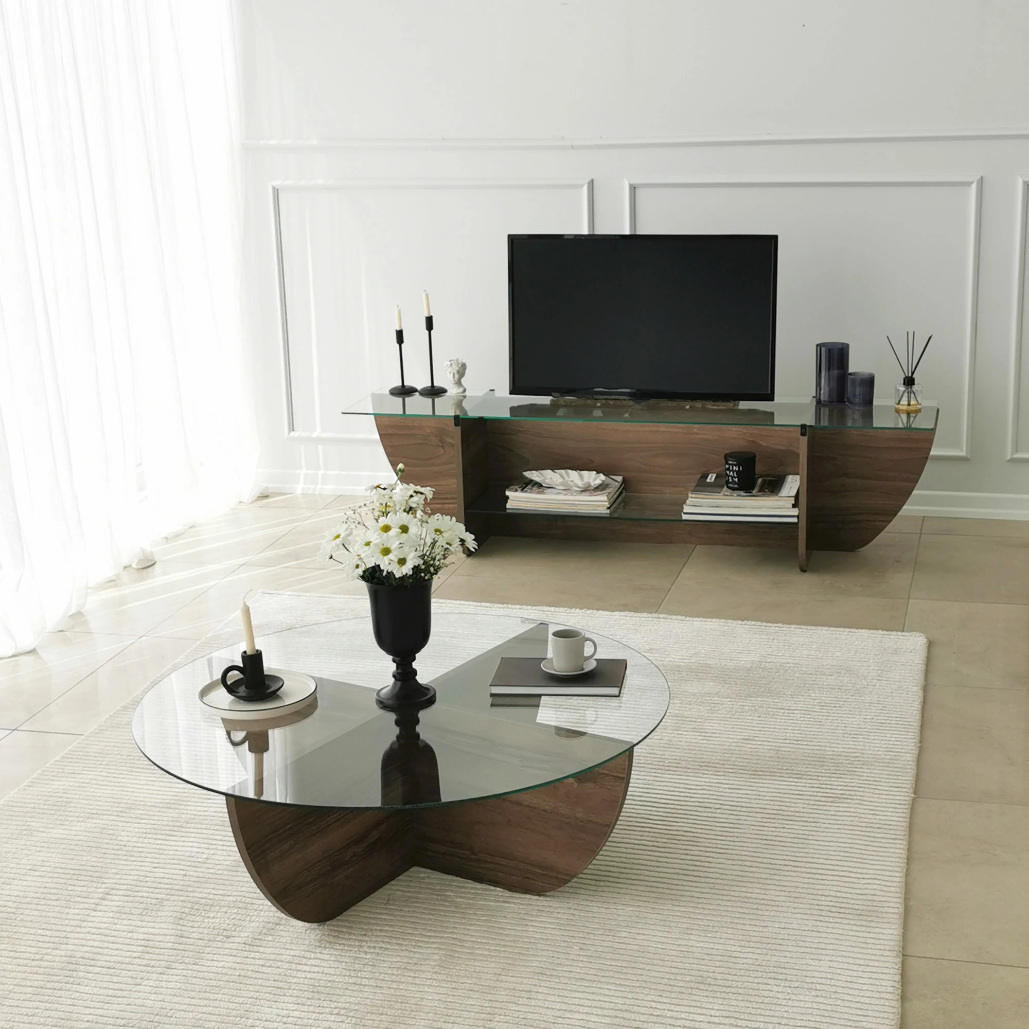 Komodë TV Hanah Home, model Lily, ngjyrë arre