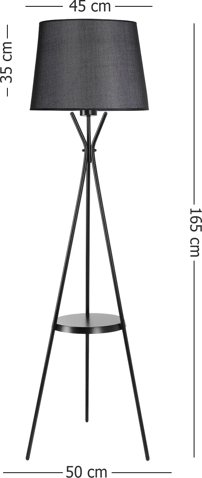 Llambë dyshemeje Opviq, Venedik Sehpalı, e zezë, abazhuri piramidë, hasër, me abazhure të zezë