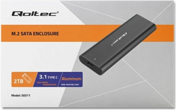 Kuti SSD M.2 Qoltec NVMe/SATA, e zezë