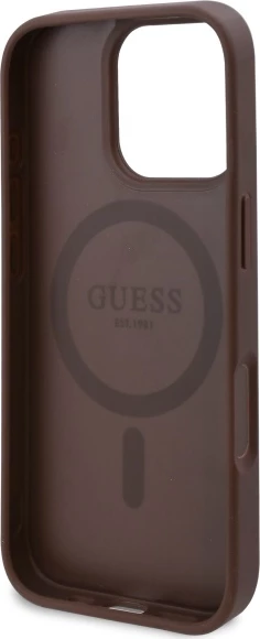 Mbështjellës Guess GUHMP16XP4ROPEMCW për iPhone 16 Pro Max 6.9", hardcase, 4G Flowers Print, MagSafe, Kafe