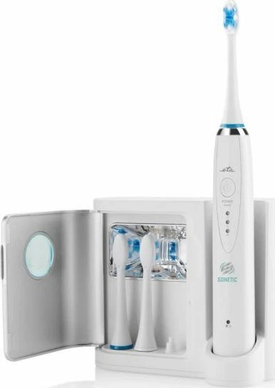 Set furçash dhëmbësh elektrike sonike ETA Sonetic Family 370790010, 2 furça + 4 koka, zi/bardhë