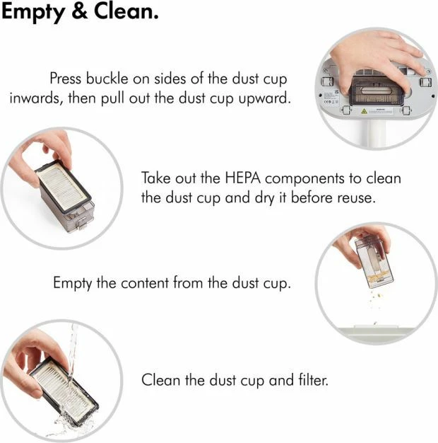 Fshesë me korrent UV për dyshek VonHaus 3500223, 350W, 8000Pa, 0.3L, filtër HEPA, kabllo 4m, e bardhë