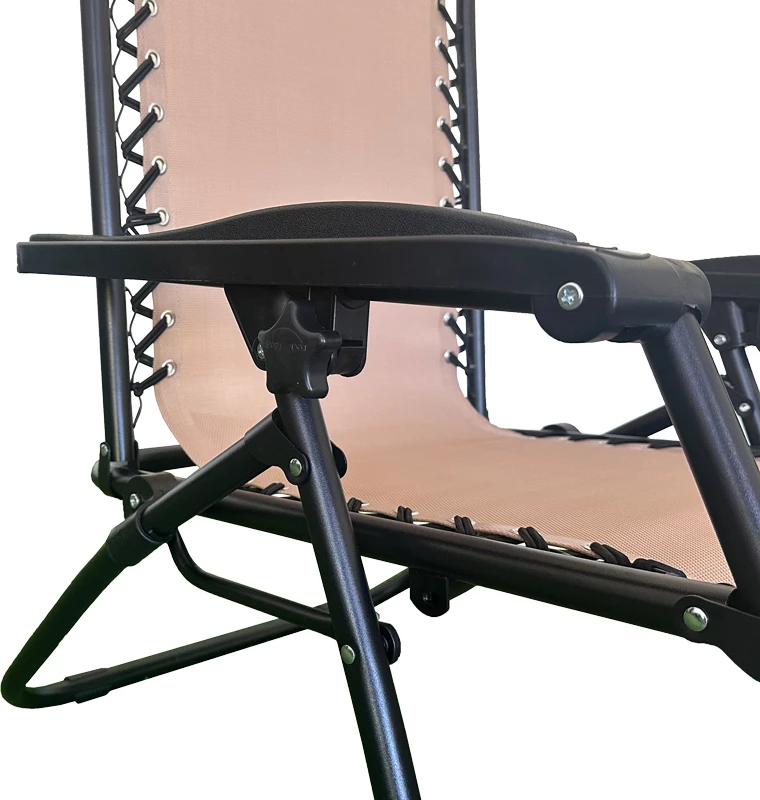 Karrige palosëse relaksuese Mirka, tekstilene-kornizë metalike, ngjyrë krem-e zezë, 65x165x110 cm