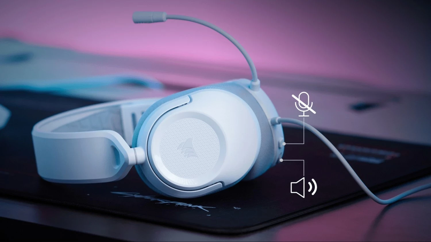 Kufje Corsair HS35 Stereo V3, Jack 3.5mm, mikrofon i çmontueshëm, të bardha