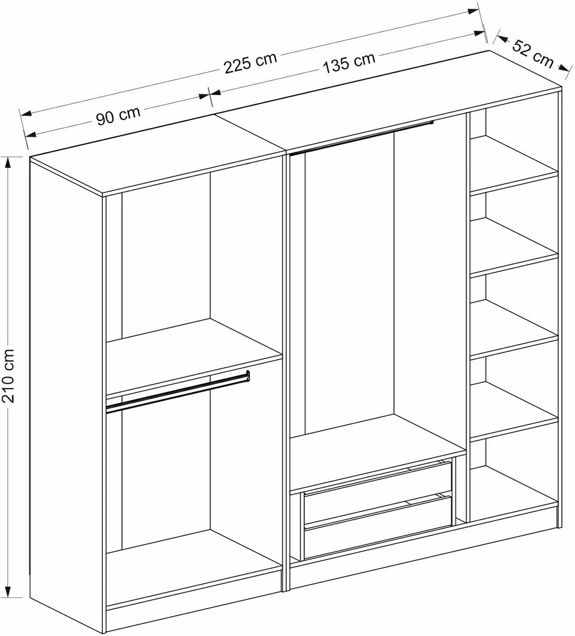 Dollap garderobe Skye Decor, ngjyrë antracit, Kale Plus - 7775