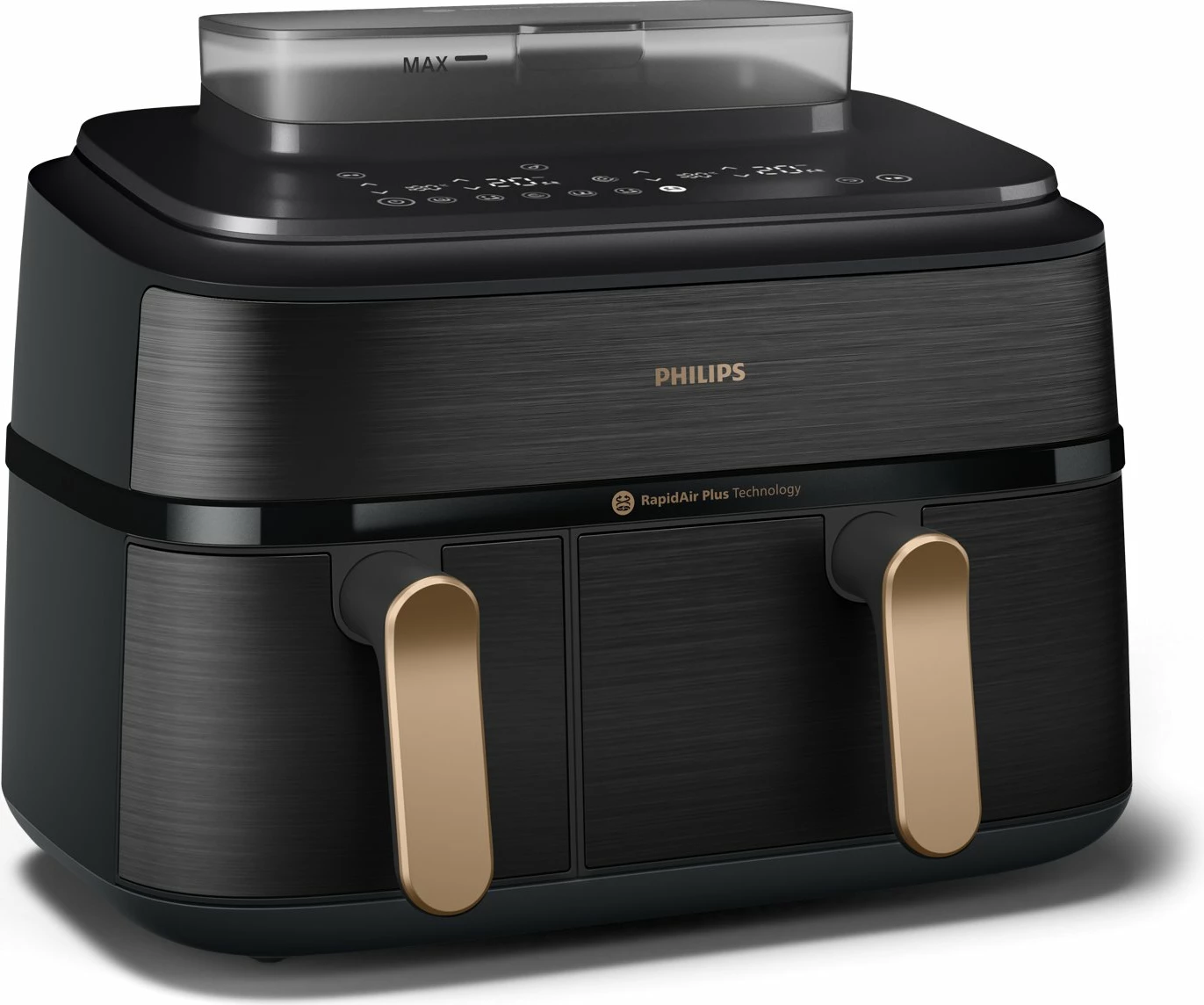Fritezë pa vaj Philips Ovi Dual Basket NA552/00 9L (6L+3L) 2750W, e zezë