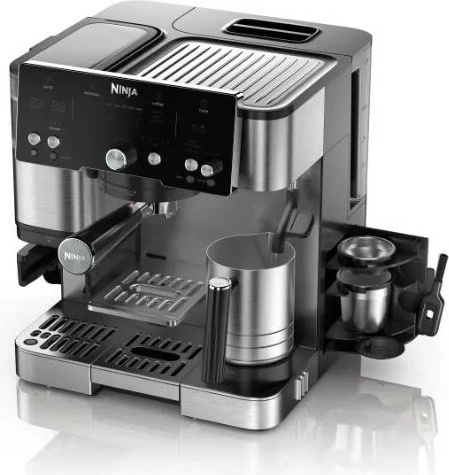 Aparat espresso Ninja ES501EU, 2 L, Kafe kokrra, Mulli i integruar, 1650 W, Ngjyrë zezë, Inoks