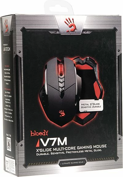 Maus gaming A4Tech Bloody V7m, 3200 DPI, 1000 Hz, USB me kabllo 1.8 m, i zi