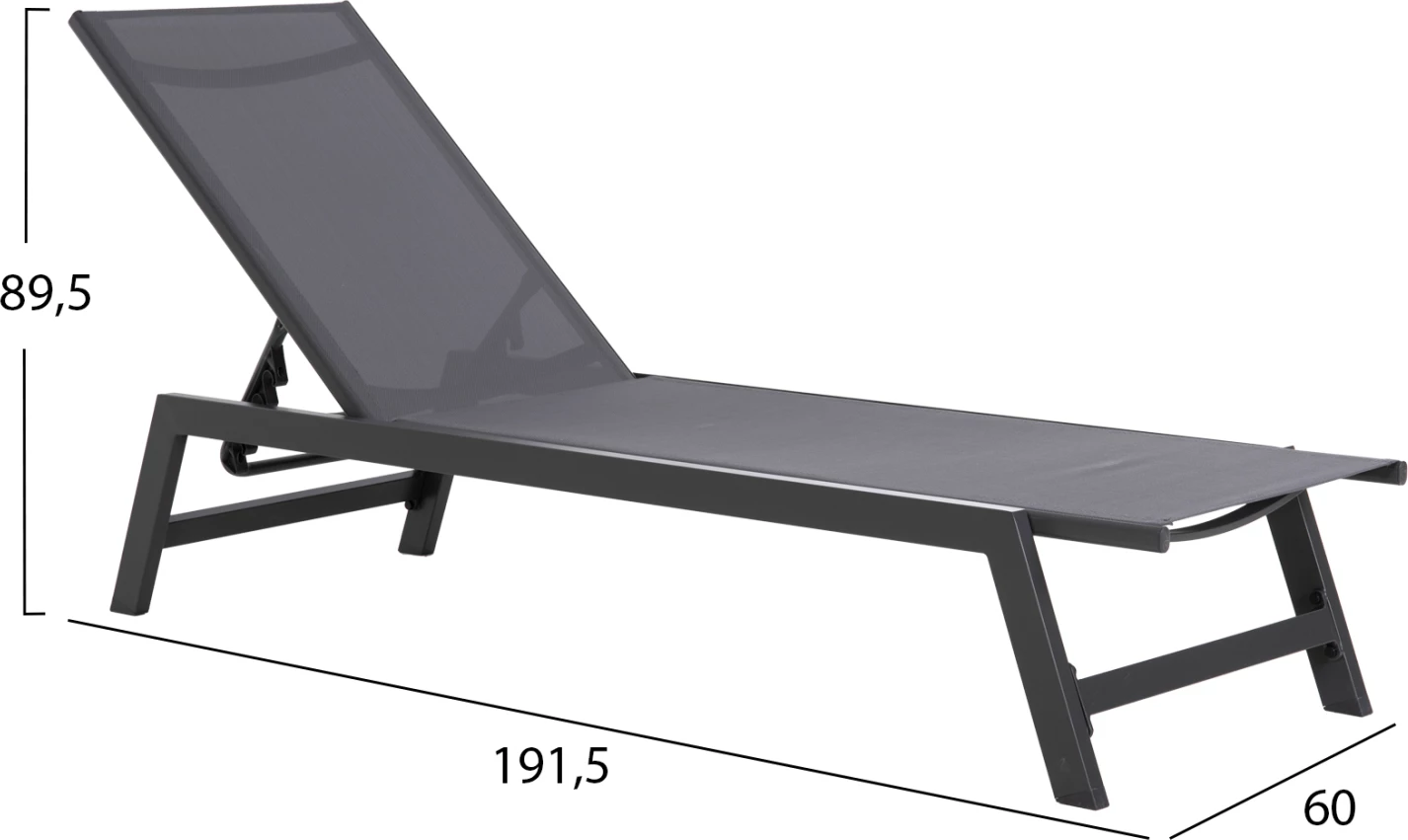 Shezlong alumini me mbështetëse koke RABIA FH5982.03 në antracit 191,5x60x89,5Hcm