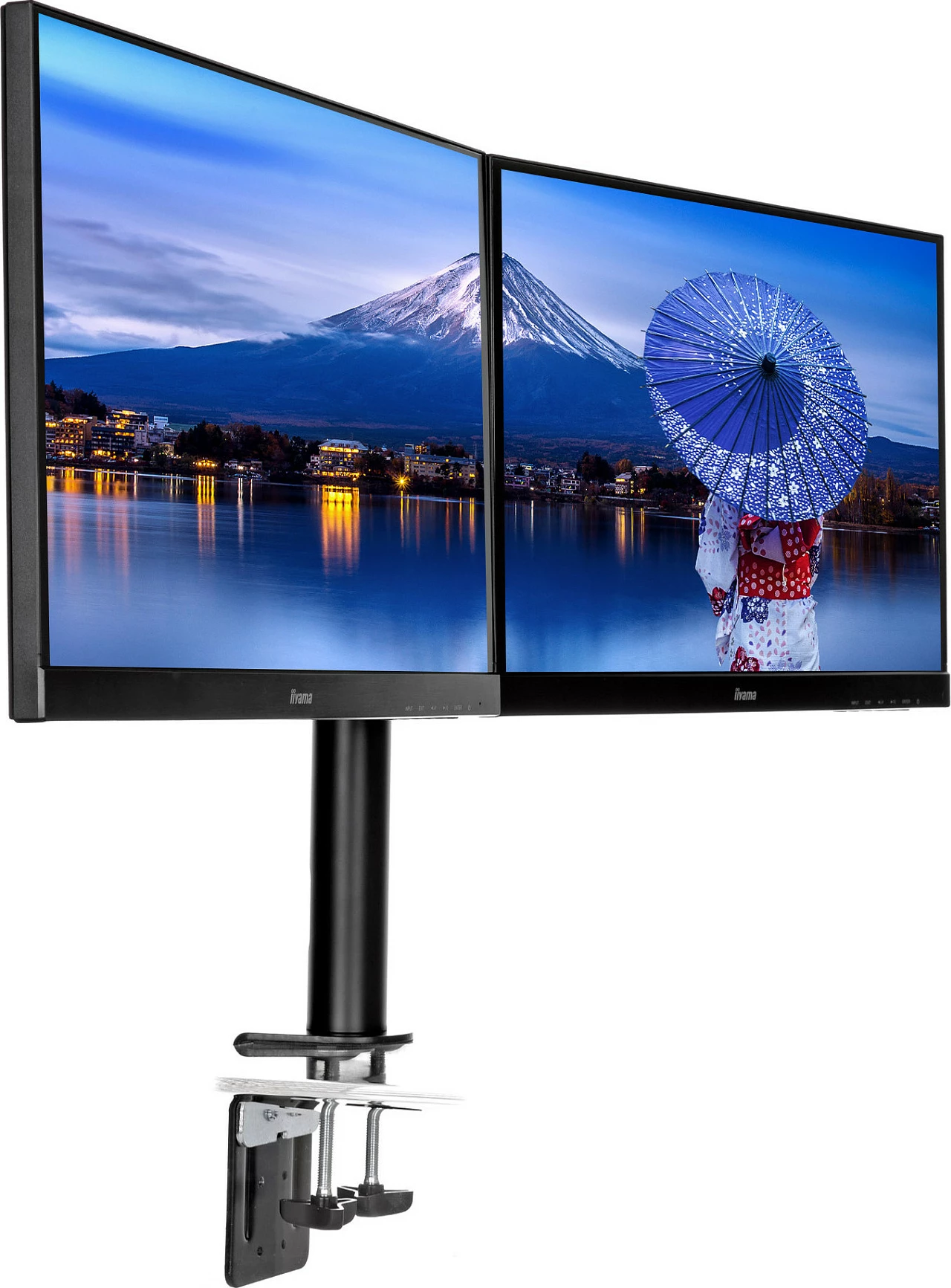 Mbajtës dual monitori iiyama DS1002C-B1, VESA 75x75/100x100, i zi