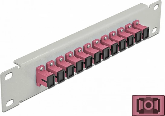 Patch panel fiber optik DeLOCK 10" 12x SC Simplex, 1U, gri/vjollcë