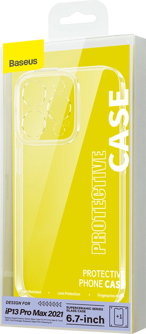 Mbështjellës Baseus SuperCeramic Series për iPhone 13 Pro Max 6.7", Transparent, me set pastrimi