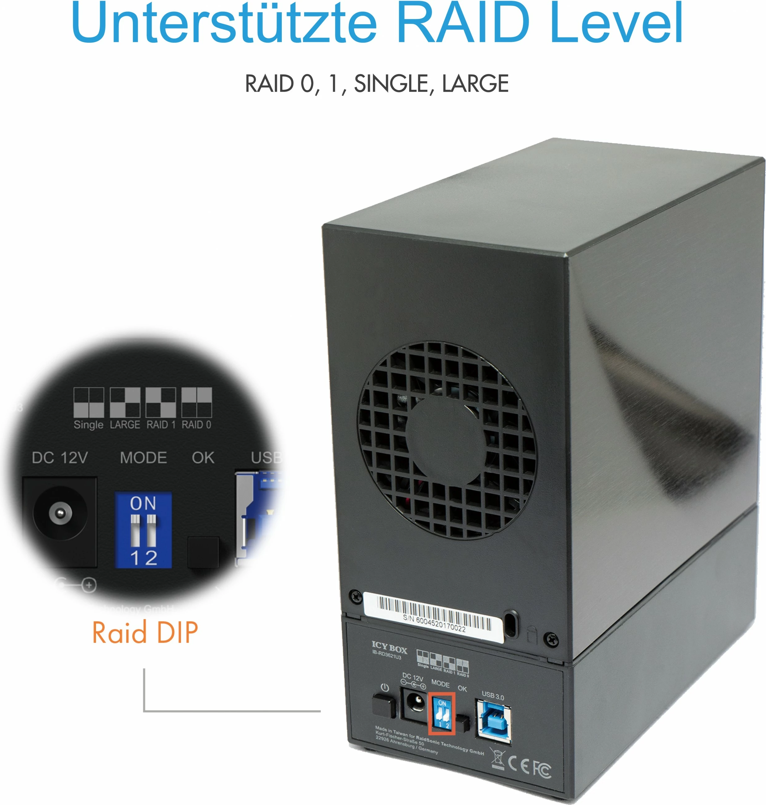 Kasë eksternale ICY BOX IB-RD3621U3, 2x3.5", USB 3.0, RAID, e zezë