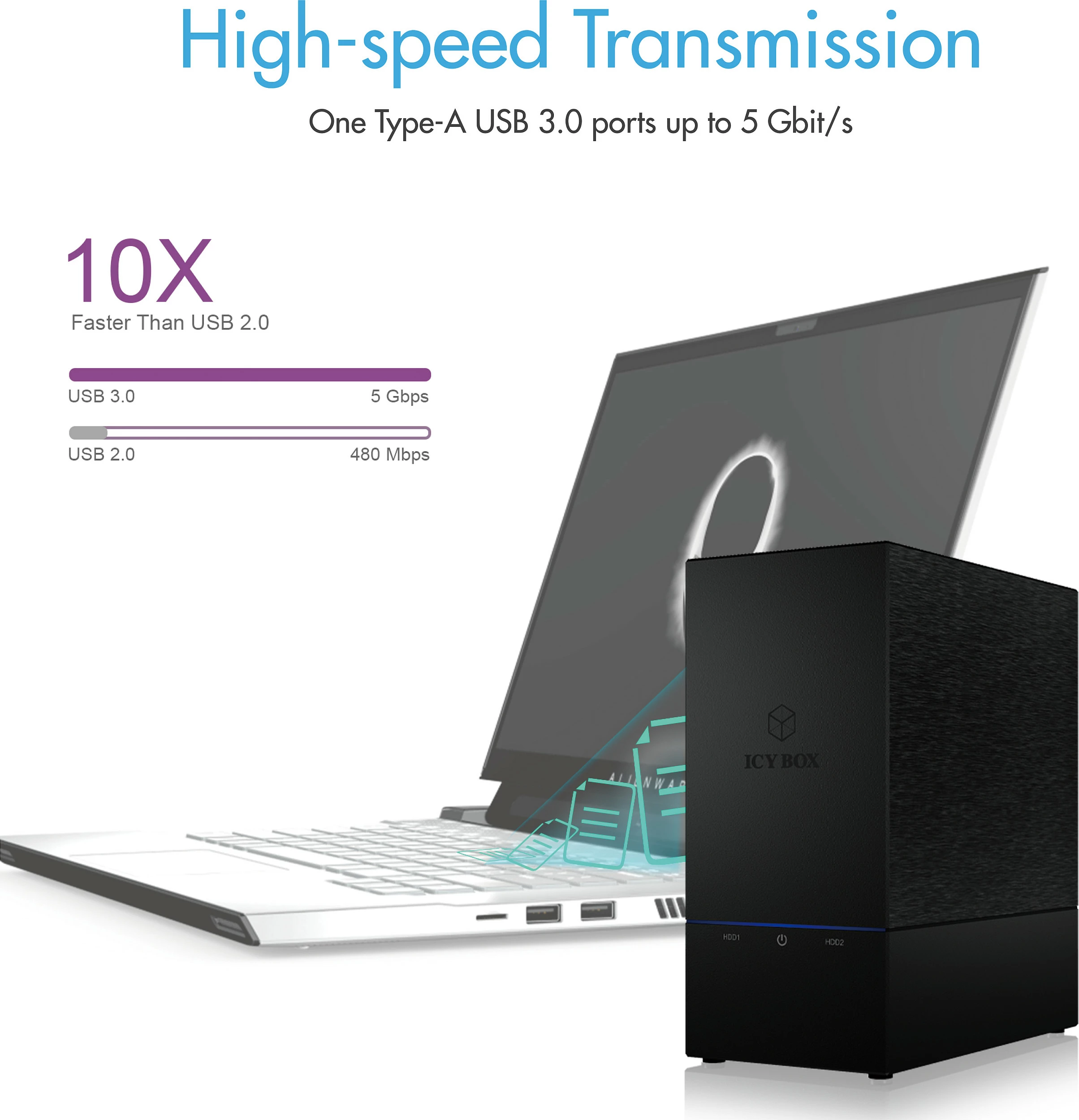 Kasë eksternale ICY BOX IB-RD3621U3, 2x3.5", USB 3.0, RAID, e zezë