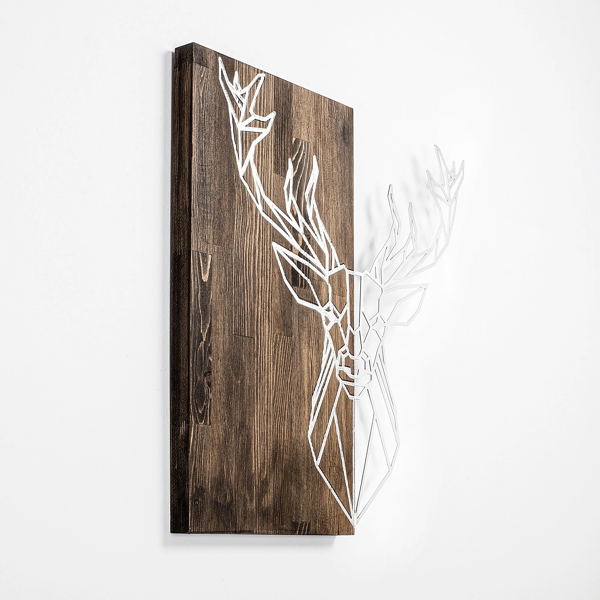 Aksesor dekorativ muri prej druri, Wallity, Deer1, ngjyrë arre dhe argjendi, 56x58cm