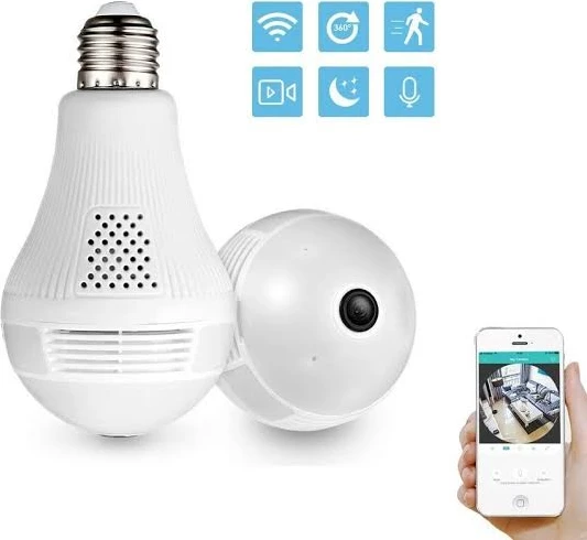 Kamerë Sigurie IP 360° në Formë Llambë E27 me Monitorim Smart
