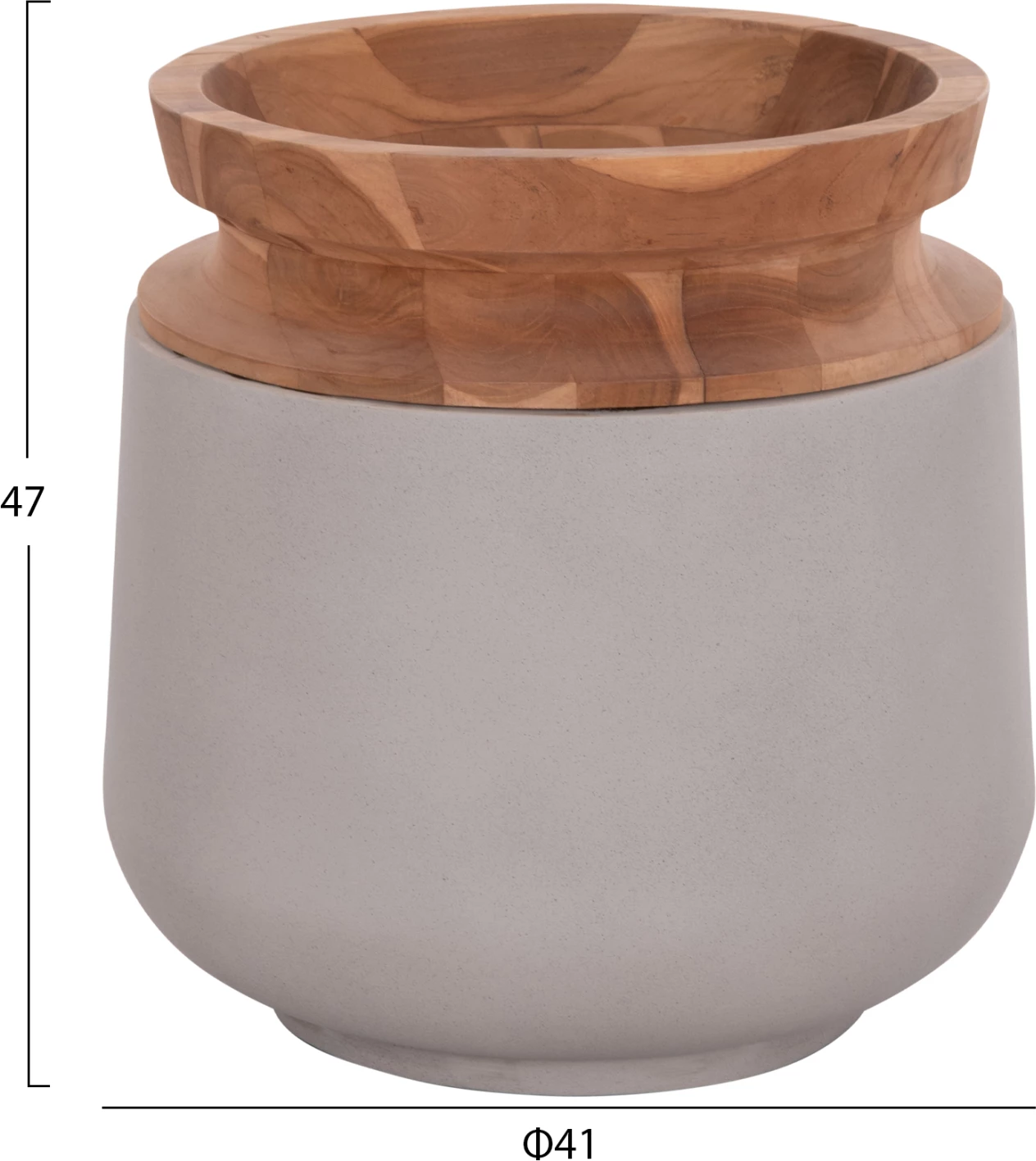Vazo dekorative për dysheme LINTER, fibër-cement, ngjyrë gri, dru tik, FH4662.03L, 41x47cm