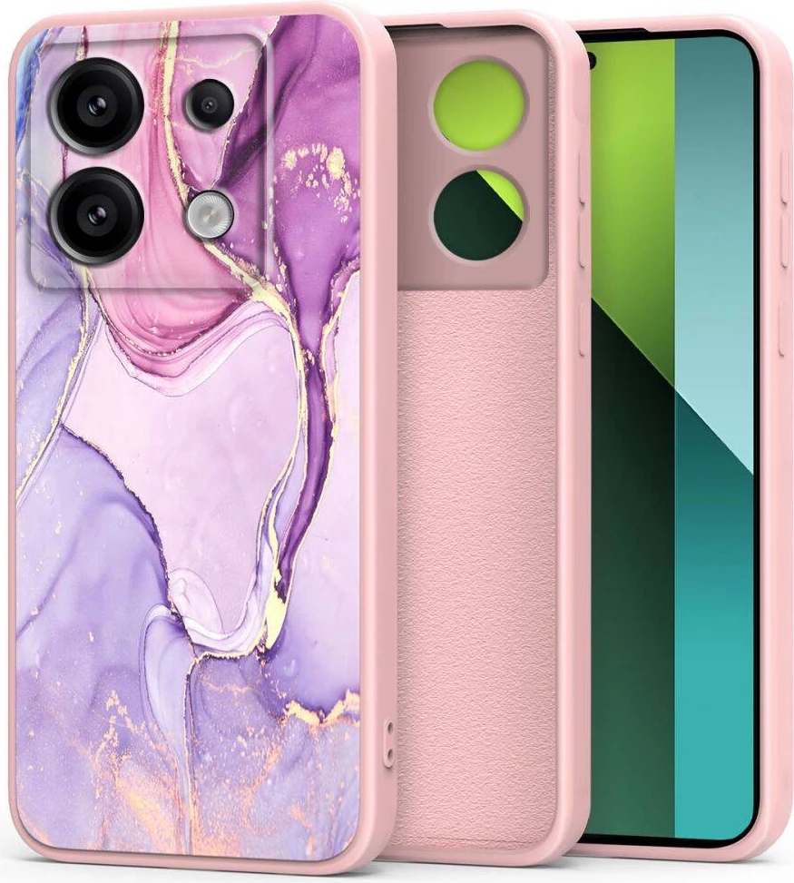 Mbështjellës silikoni ONASI për Xiaomi Redmi Note 13 Pro 5G, dizajn mermer, rozë