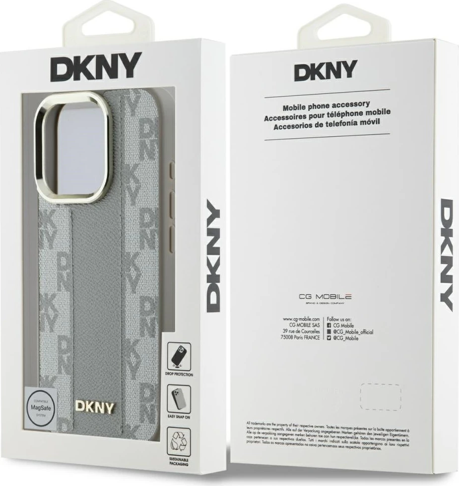 Mbështjellës DKNY Checkered Pattern MagSafe për iPhone 16 Pro Max, Bezhe