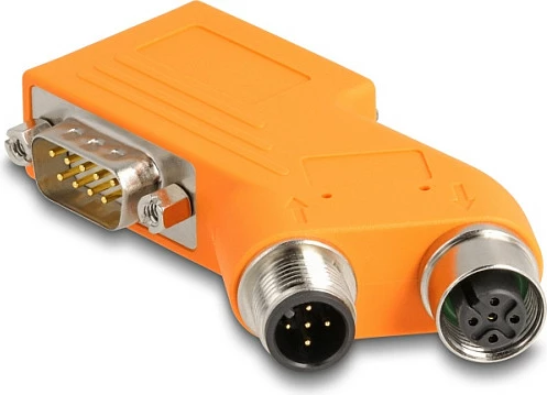 Splitter CAN bus DeLOCK D-Sub 9 në M12 5-pin A-coded, 35°, portokalli