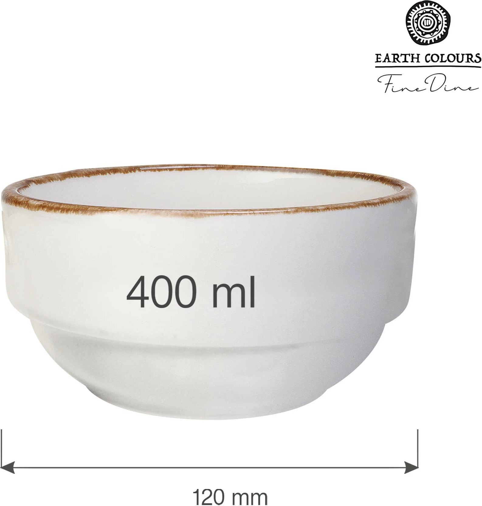Tas i grumbullueshëm Fine Dine Vanilla 400 ml, Ø120 mm, krem, set 6 copë