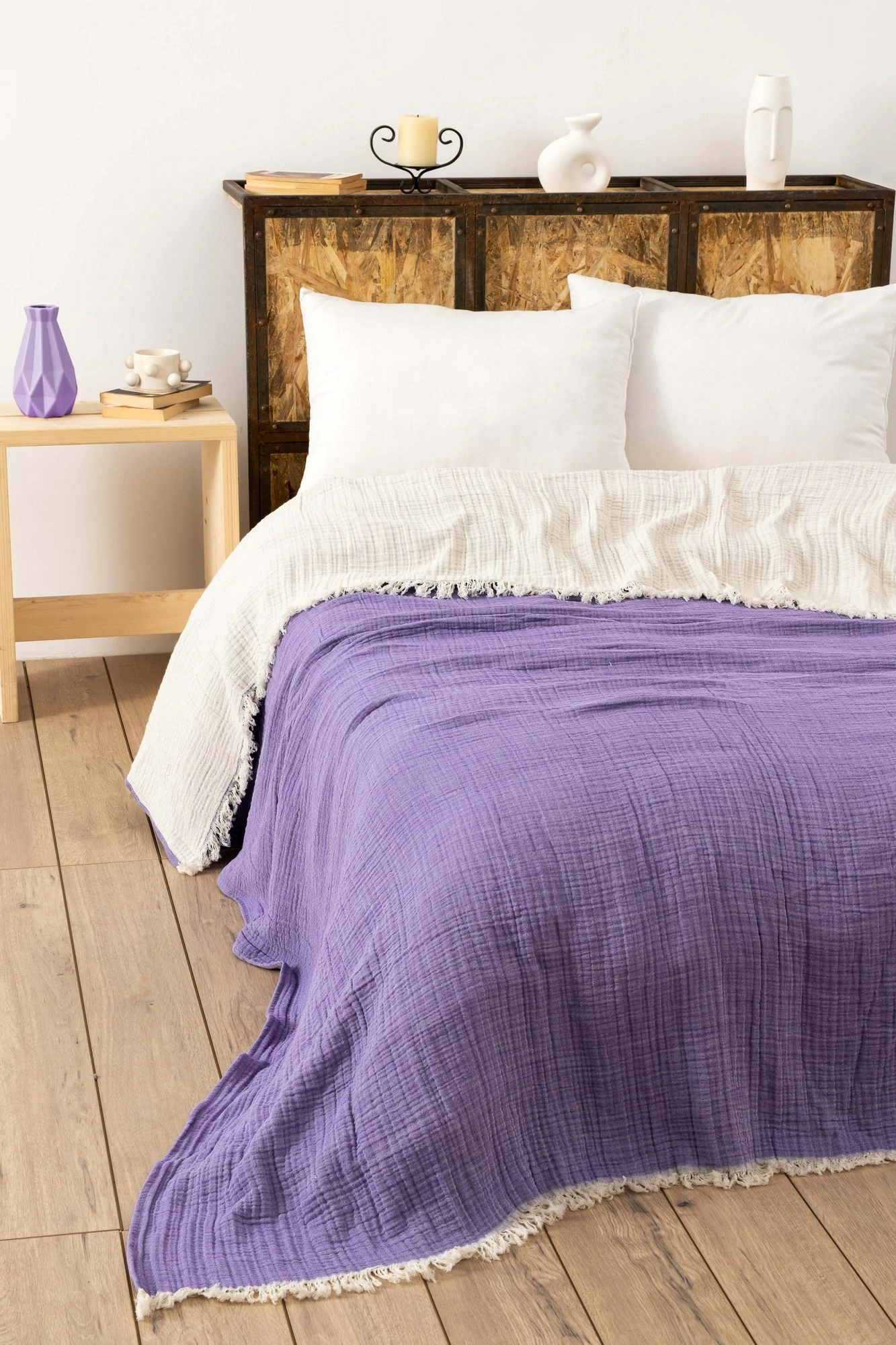 Mbulesë krevati dopio L'essentiel, muslin, ngjyrë damson