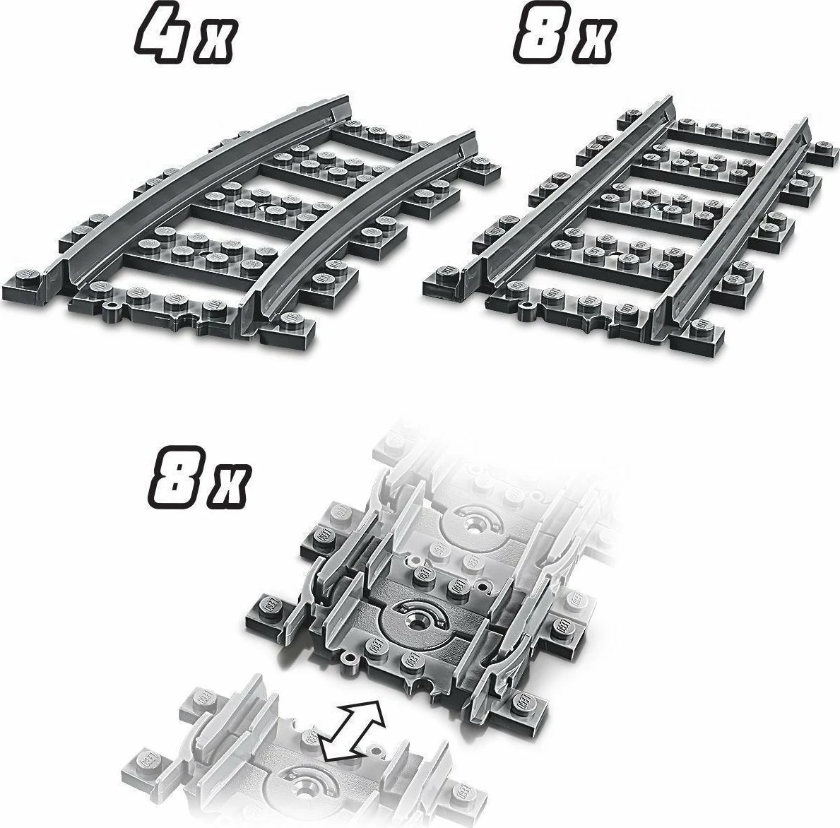 Set shina treni LEGO City 60205, 20 copë, zgjerim hekurudhe, gri