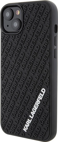 Mbështjellës Karl Lagerfeld 3D Rubber Multi Logo për iPhone 15 Plus, i zi