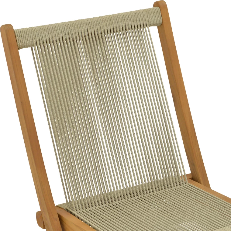 Karrige e palosshme Banou, dru teak dhe litar PE, ngjyrë e zezë, 51.5x58x88cm