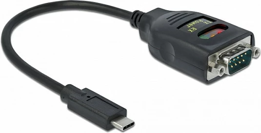 Adapter DeLOCK USB-C në Serial RS-232 DB9, 0.15 m, 15 kV ESD, i zi