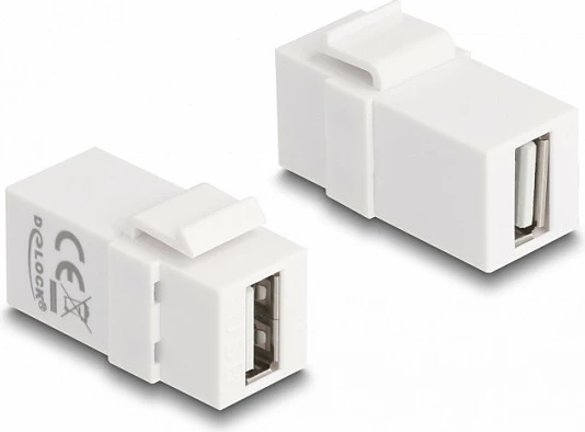 Modul keystone DeLOCK USB 2.0, USB-A femër në USB-A femër, 2 copë, i bardhë