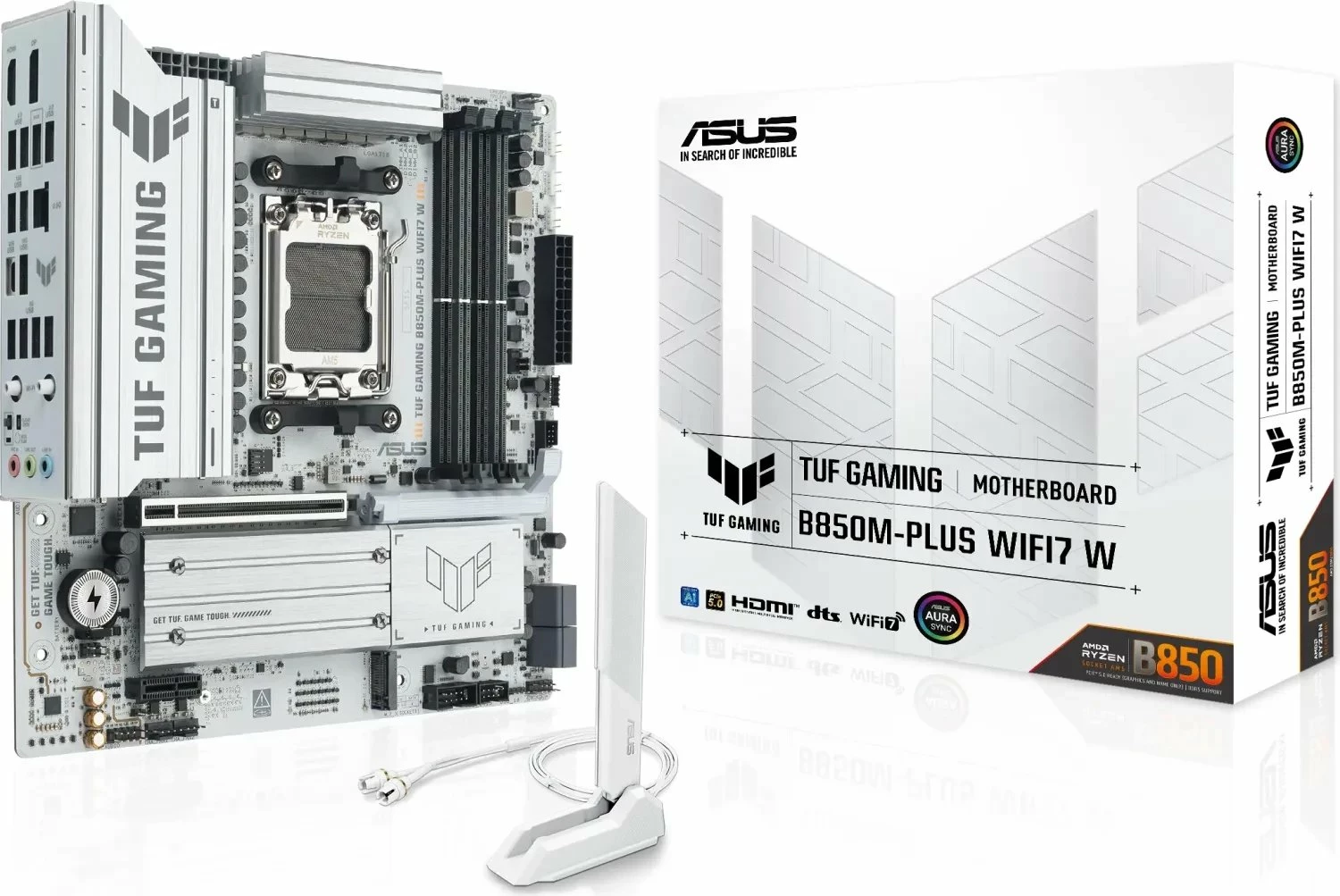 Pllakë amë Asus TUF Gaming B850M-PLUS WIFI7 W Micro ATX AM5 DDR5 256GB Wi‑Fi 7, e bardhë