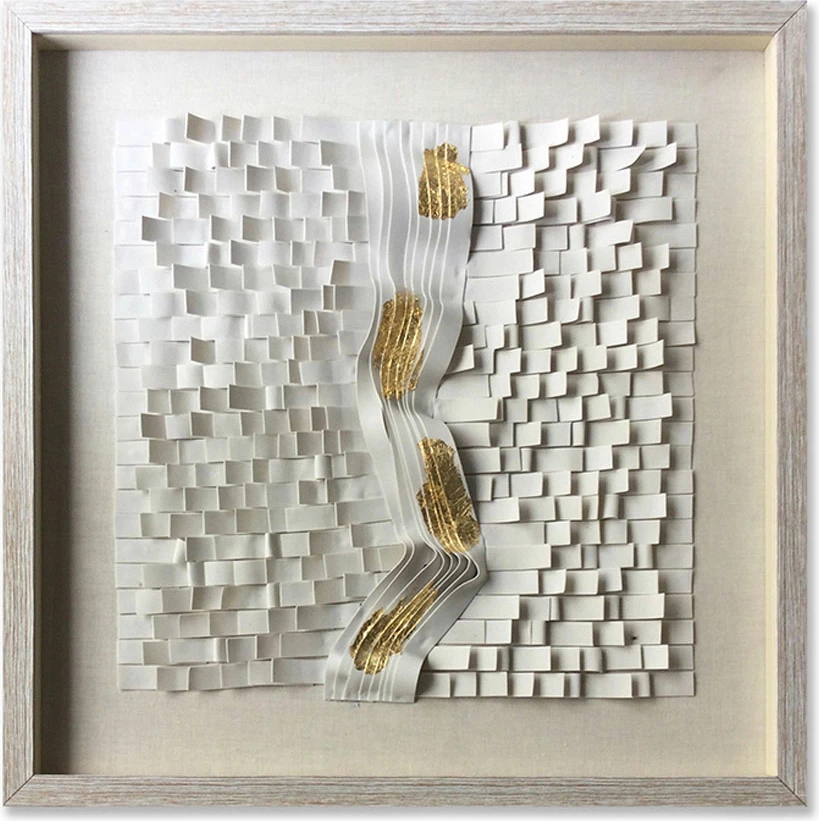 Pikturë dekorative Vitality, 60x60x4 cm, PEVA, xham, bezhë, ari, natyrale