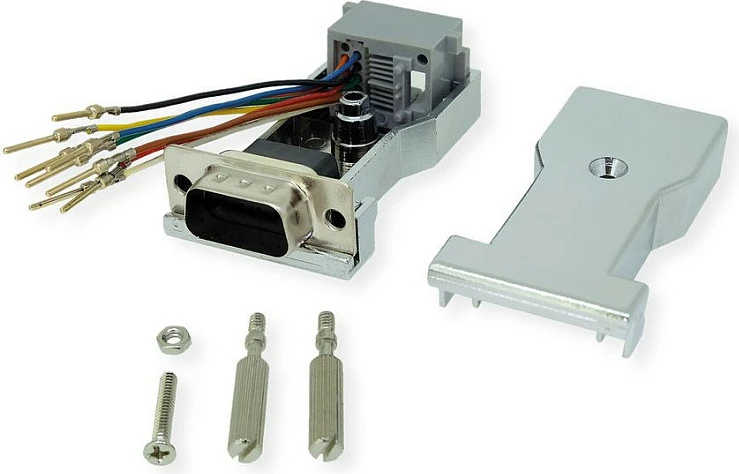 Adapter ROLINE 12.03.7524, DB9 mashkull në RJ-45 femër, argjend