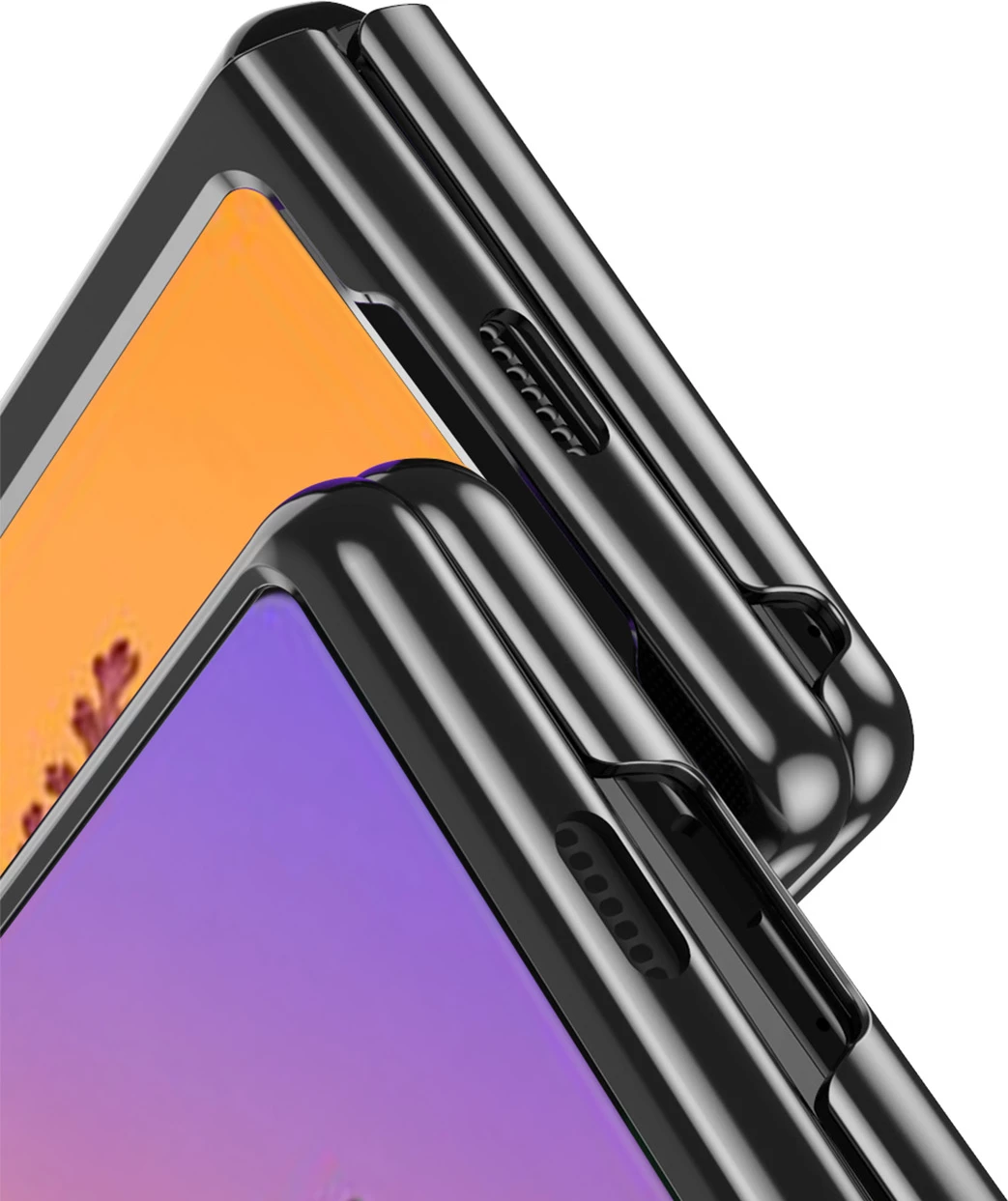Mbështjellës Hurtel Plating Case për Samsung Galaxy Z Fold 4, kornizë metalike, kaltër