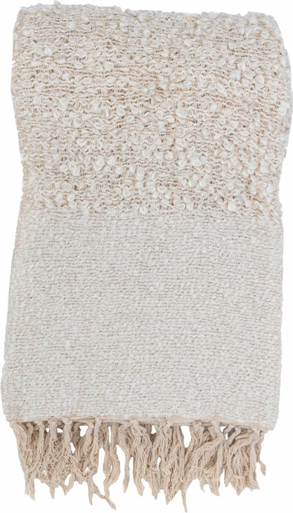 Mbulesë dekorative SIMPUL, pëlhurë, e bardhë-bezhë, 130x170cm