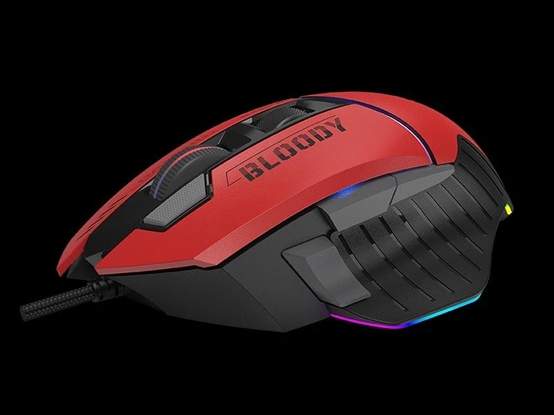 Mausi për lojëra A4tech Bloody W95Max, USB, me dritat RGB dhe ngjyrë të zeza-kuqe