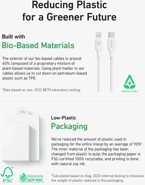 Kabllo USB-C në Lightning Anker 541 BIO 0.9m e zezë