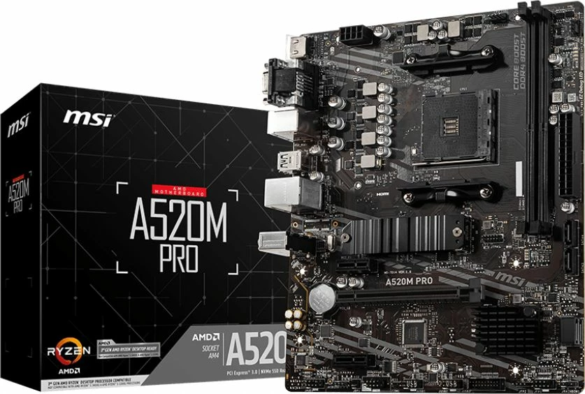 Pllakë amë MSI A520M PRO, mATX, 2xDDR4 deri 64GB