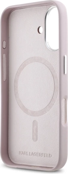Mbështjellës Karl Lagerfeld FW Metal Plate MagSafe për iPhone 16, Rozë