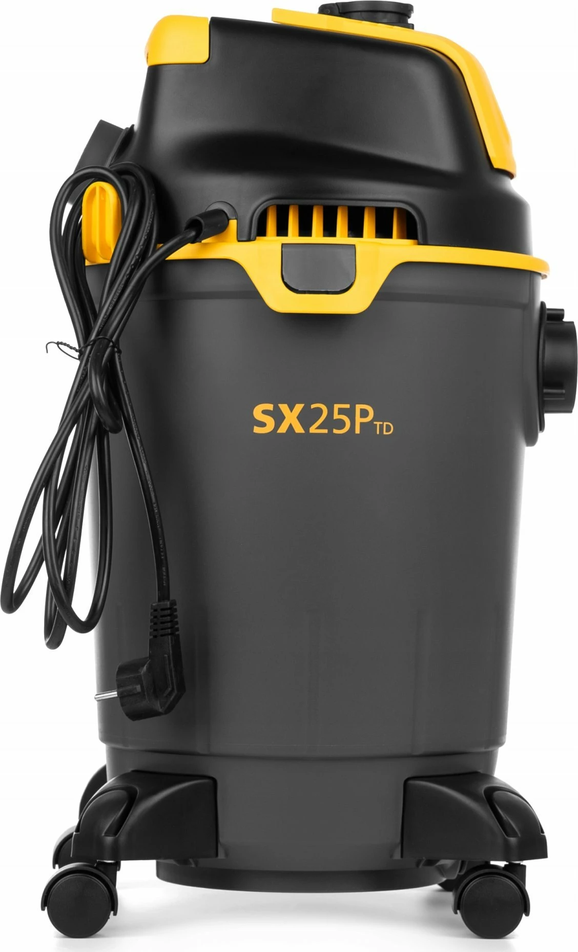 Fshesë me korrent industriale Stanley SXVC25PTDE 25L 1200W wet/dry, HEPA, prizë për vegla 2000W, funksion blower, e zezë/verdhe, set aksesorësh