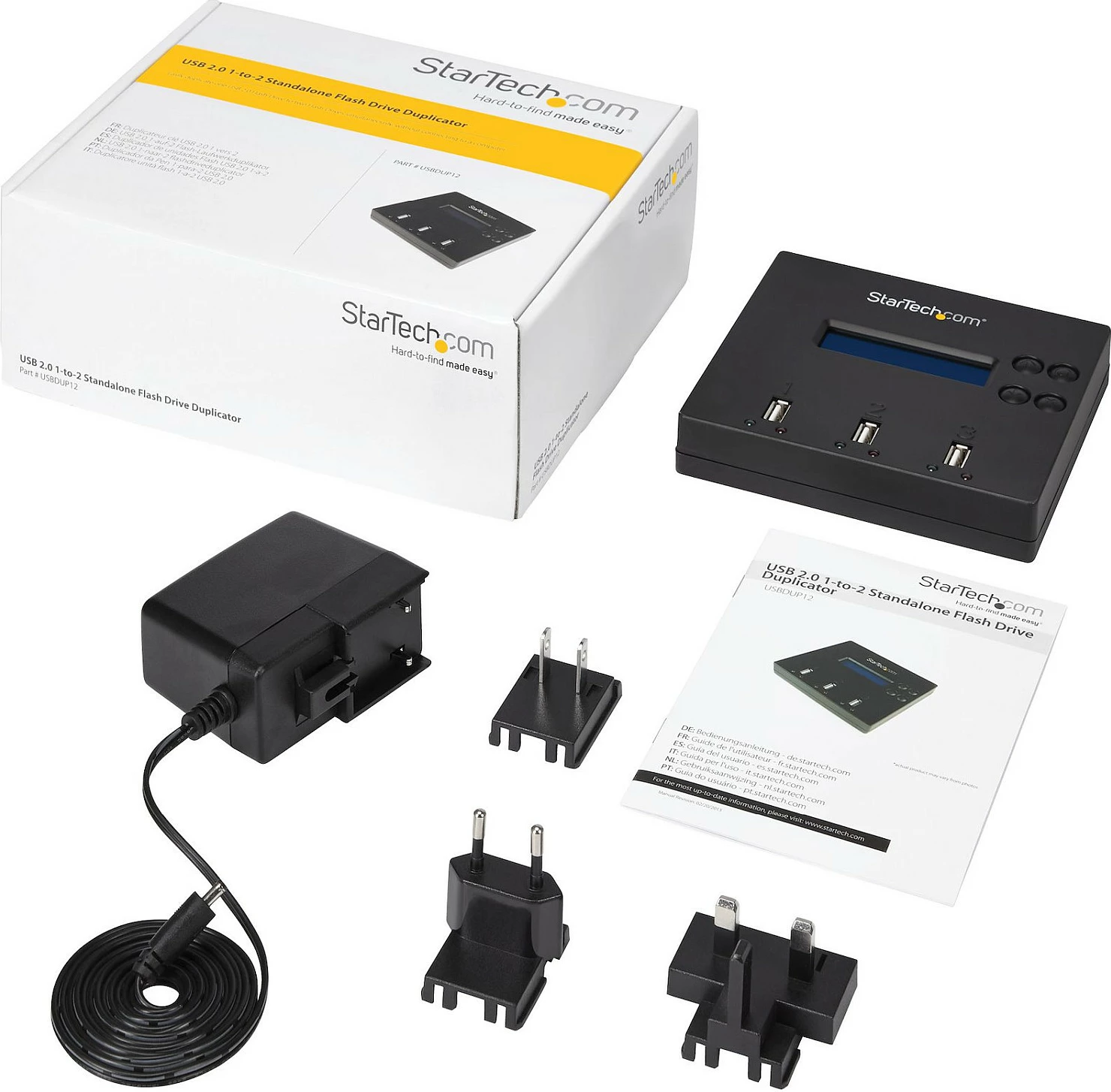 Duplikator USB StarTech 1:2, USB 2.0, me ekran LCD, Copy/Erase, blu