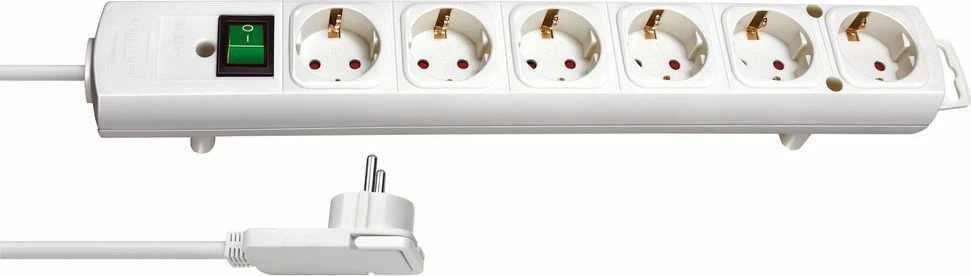Zgjatues rryme Brennenstuhl Comfort-Line 1153320100, 6 prizë Schuko Type F, kabllo 2 m, me ndërprerës të ndriçuar, i bardhë