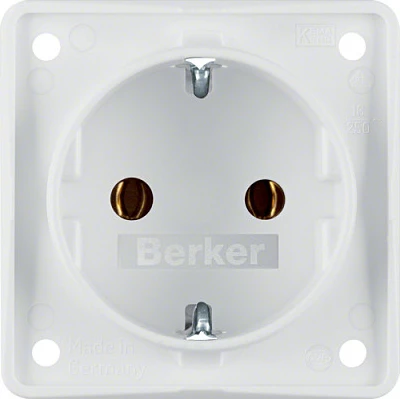 Prizë muri Berker 09 4778 25 02, Type F (Schuko), IP44, 16A 250V, e bardhë
