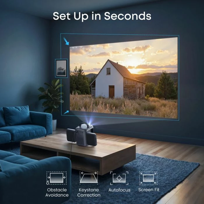 Projektor portativ Anker Soundcore Nebula P1i, 1080p Full HD, 380 ANSI, Google TV, gri